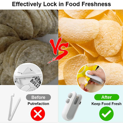 Sealing Machine Rechargable 2 in 1 Bag Mini Heat Sealer Storage Bag Plastic Package Snack Sealer Handheld Heat Sealer for Food